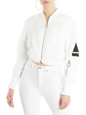 La La Anthony Zip-front Bomber Jacket