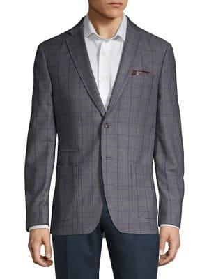 Tallia Orange Windowpane Wool Sportcoat