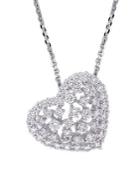 Sonatina 14k White Gold & Filigree Heart Diamond Pendant Necklace