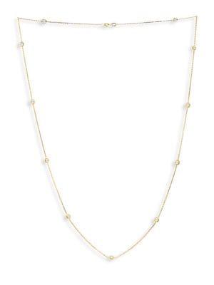 Lord & Taylor Sterling Silver & Crystal Station Chain Necklace