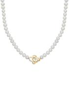 Lord & Taylor 14k Gold, Pearl, And Diamond Necklace