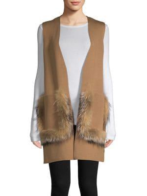 Kobi Halperin Fox Fur-trimmed Open-front Vest