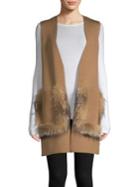 Kobi Halperin Fox Fur-trimmed Open-front Vest