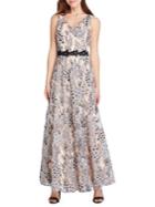 Tahari Arthur S. Levine Sleeveless Embroidered Lace A-line Gown