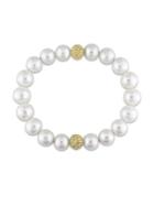 Sonatina 11-12mm Freshwater Cultured Pearl, 14k Yellow Gold And Yellow Sapphire Ball Rondelles Stretch Bracelet