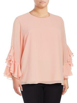 Calvin Klein Plus Ruffle Trim Blouse