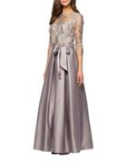 Alex Evenings Embroidered Bodice Floor-length Ball Gown
