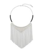 Steve Madden Textured Center Triangle Curb Chain Fringe Necklace