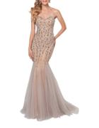 Glamour By Terani Couture Sequined Tulle Gown