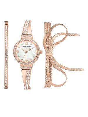 Anne Klein Crystal Analog Bangle Watch Box Set