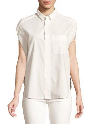 Caara Leslie Sleeveless Cotton Button-down Shirt