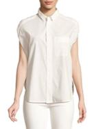 Caara Leslie Sleeveless Cotton Button-down Shirt
