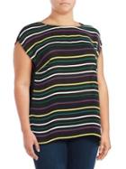 Vince Camuto Plus Striped Extended-shoulder Top