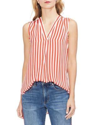 Vince Camuto V-neck Striped Rumple Blouse