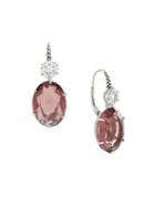 Etienne Aigner Rhodium-plated Textured Leverback Double Drop Earrings