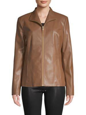 Cole Haan Signature Zipper Faux-leather Jacket