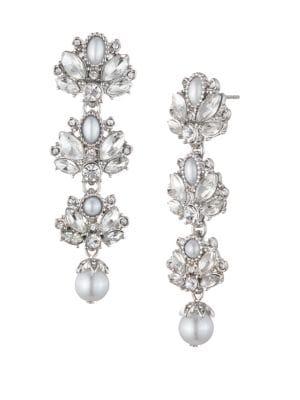 Marchesa Silvertone Cluster Linear Earrings