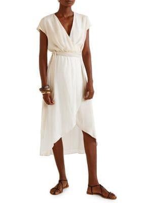 Mango Metallic Surplice Tulip Dress