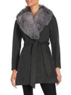 Sofia Cashmere Fox Fur-trimmed Wool Wrap Coat