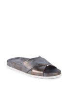Gentle Souls By Kenneth Cole Ionela Metallic Leather Slides
