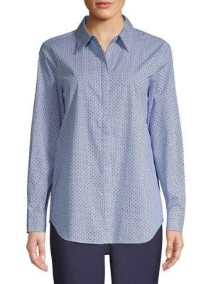 T Tahari Dot-neat Button Shirt