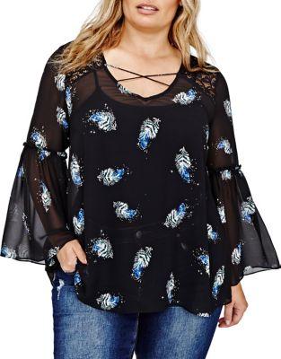 Addition Elle Love And Legend Feather-print Blouse