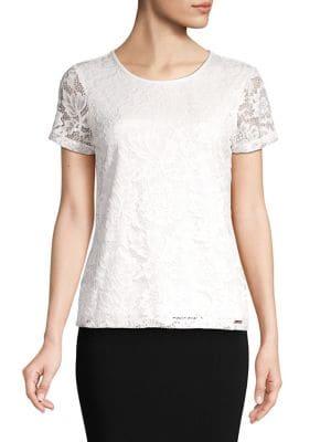 Calvin Klein Floral Lace Knit Top