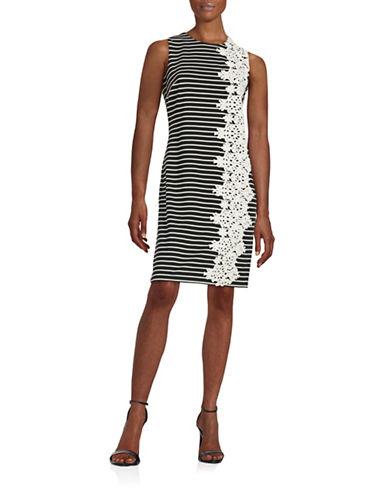 Tommy Hilfiger Embroidered Panel Striped Shift Dress