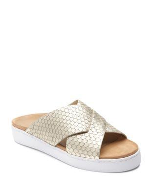 Vionic Lou Metallic Leather Slides