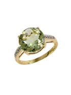 Effy 14kt. Gold Green Amethyst Ring With Diamond Accents