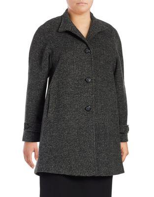 Jones New York Plus Tweed Button-front Jacket