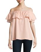 H Halston Ruffled Off-the-shoulder Top