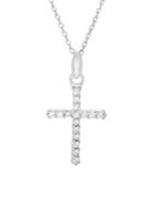 Lord & Taylor 925 Sterling Silver & Crystal Cross Pendant Necklace