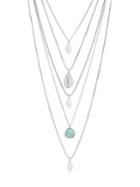 Lucky Brand Land And Sea Freshwater Pearl And Crystal Boho Layer Necklace