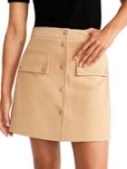 Mango Snap-front Leather Mini Skirt