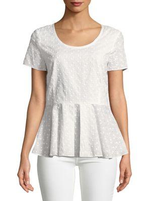 Ivanka Trump Eyelet-embroidered Peplum Top