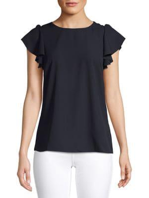 T Tahari Ruffled Sleeve Top
