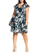 City Chic Plus Fresh Fields Ruffle Dress
