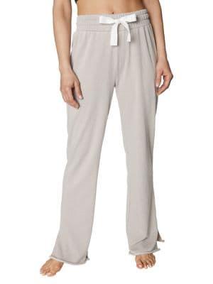Betsey Johnson Raw Edge Side Slit Twill Tape Sweatpants