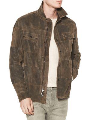 John Varvatos Crackled Suede Patchwork Jacket