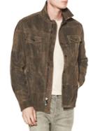 John Varvatos Crackled Suede Patchwork Jacket