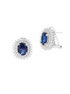 Lord & Taylor Sterling Silver Crystal Oval Shaped Stud Earrings