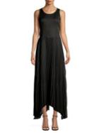 T Tahari Pleated Chiffon Maxi Dress