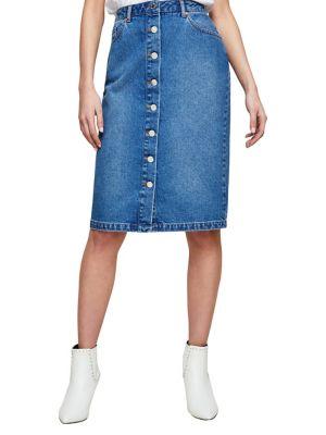 Miss Selfridge Button Cotton Midi Skirt