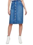 Miss Selfridge Button Cotton Midi Skirt