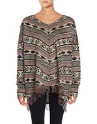 California Moonrise Fringed V-neck Striped Sweater