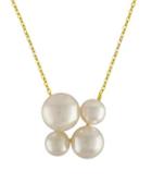 Majorica 7-10mm White Round Pearl And Goldplated Sterling Silver Pendant Necklace