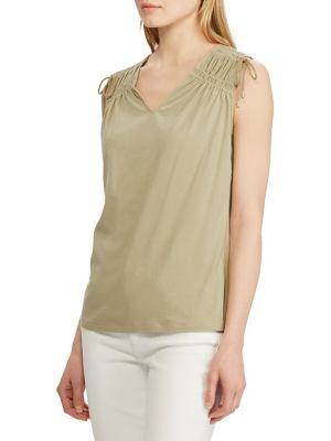 Lauren Ralph Lauren Tassel-trimmed Cinched Cotton Top