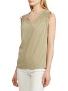 Lauren Ralph Lauren Tassel-trimmed Cinched Cotton Top