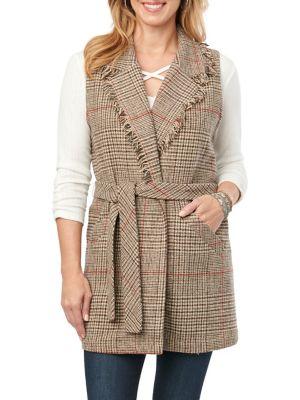 Democracy Fringe-trimmed Plaid Vest